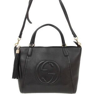 Gucci Soho grained leather top handle bag 2way tote shoulder bag